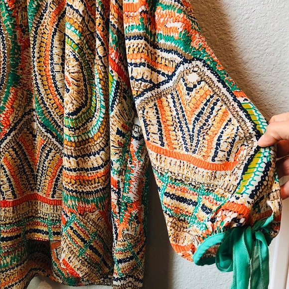 Colorful Sheer Blouse Flows Fits Like A Medium/L - Picture 2 of 3